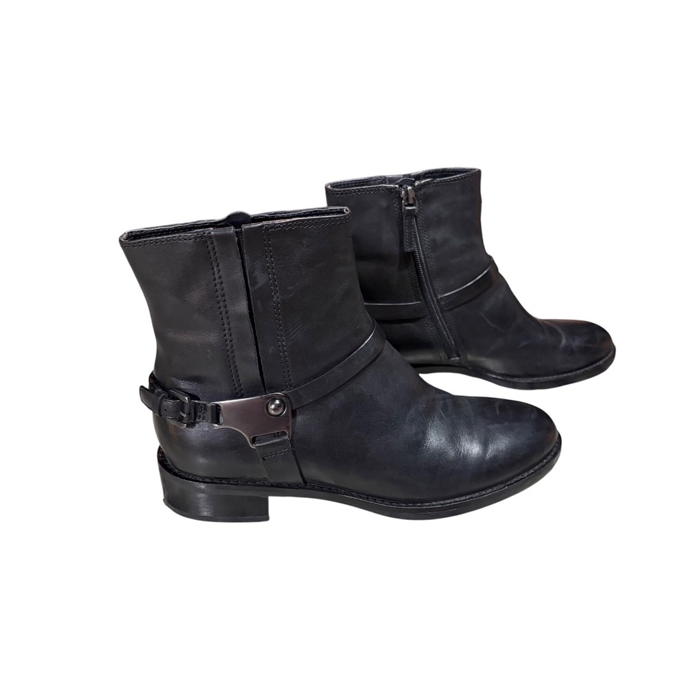 Ecco Black Leather Hobart Harness Buckle Mid-Calf Boot size 40
